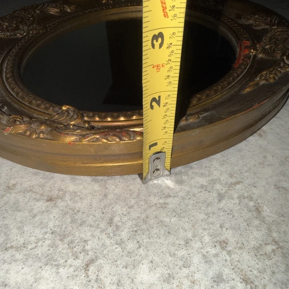 VTG Crown Fine Arts Ornate Bronze framed Mirror Oval 13X11 Gallery Wall READ